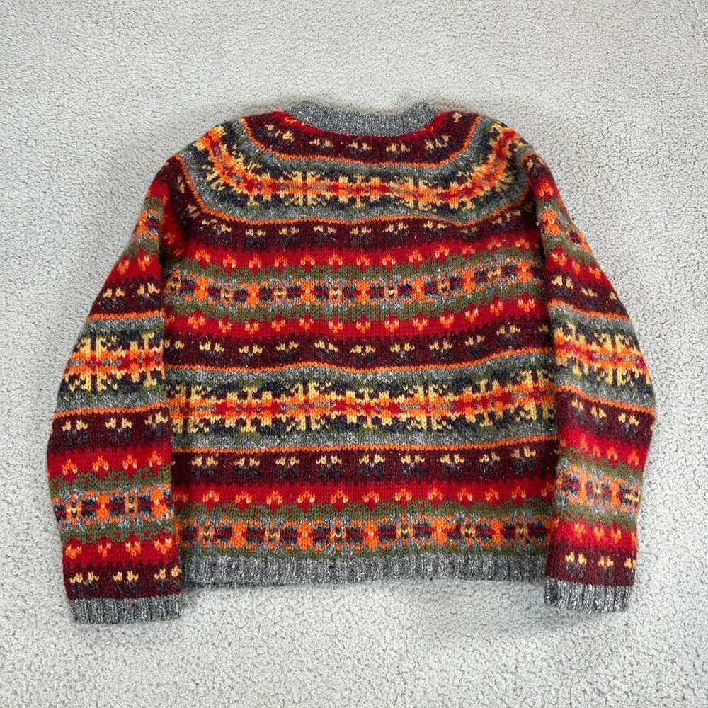 Vintage Abercrombie & Fitch Mens Medium 100% Wool Fair Isle Sweater V-Neck M - Picture 2 of 5